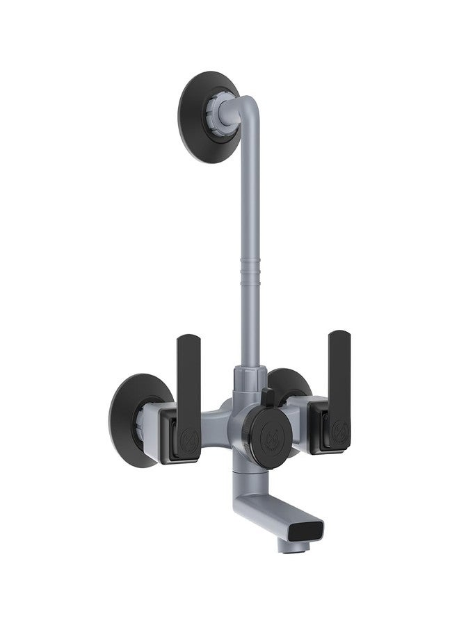 R. N. RN PTMT Superior Plastic Faucet 3 in 1 L-Bend Wall Mixer Tap for Bathroom for Hot & Cold Water | Provision to Connect Overhead Shower (Metallic-Grey-Black)_RNABP09B19 |20mm Cartridge| 3 Years Warranty - Image 1